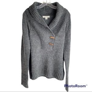 Gander Mountain Gray Shawl Collar Button Knit Sweater